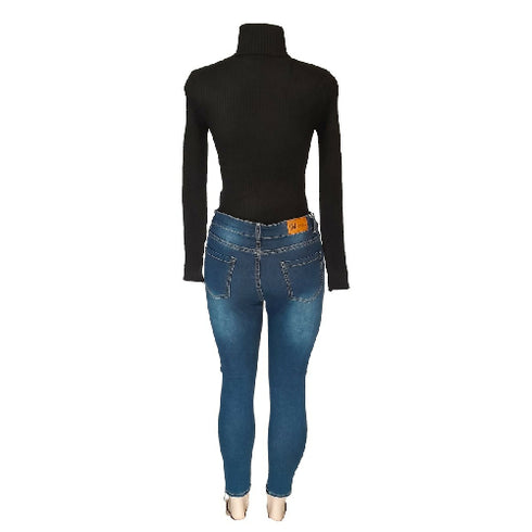 Ladies Long Sleeve Polo Neck-Medium